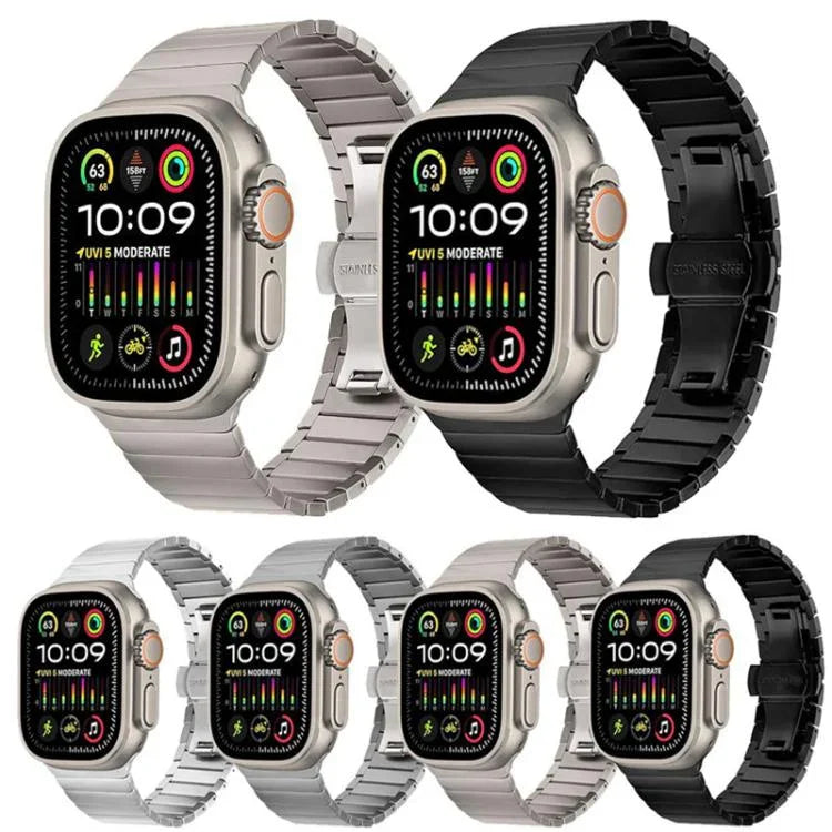蝴蝶扣單珠鈦合金錶帶，適用於 Apple Watch 46mm / 49mm / 45mm / 44mm