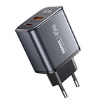 REMAX U2-AC 45W USB 與 Type-C GaN 數字顯示快速充電器，歐規插頭，英規插頭
