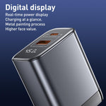 REMAX U2-AC 45W USB 與 Type-C GaN 數字顯示快速充電器，歐規插頭，英規插頭
