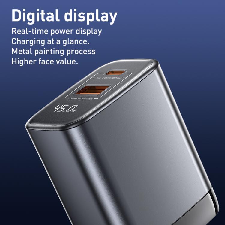 REMAX U2-AC 67W USB 與 Type-C GaN 數字顯示快速充電器，歐規插頭，英規插頭