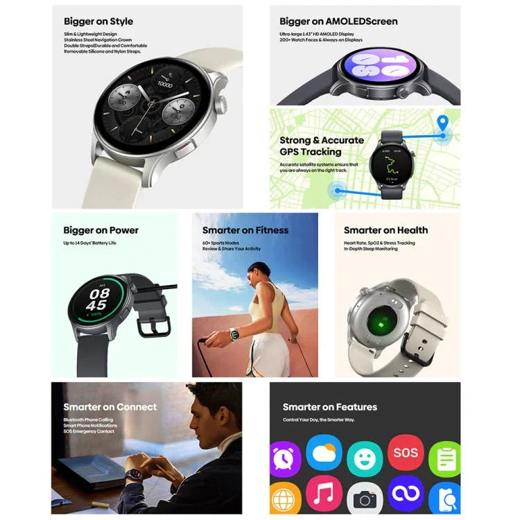 Zeblaze Btalk 3 GPS 1.43 吋高清 AMOLED 螢幕健康健身智慧手錶，支援藍牙通話