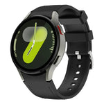 銀色針扣皮革矽膠錶帶，適用於 Samsung Galaxy Watch 7 / 6 / 5 / 4