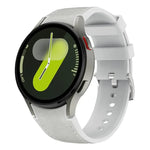 銀色針扣皮革矽膠錶帶，適用於 Samsung Galaxy Watch 7 / 6 / 5 / 4