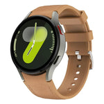 銀色針扣皮革矽膠錶帶，適用於 Samsung Galaxy Watch 7 / 6 / 5 / 4