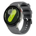 銀色針扣皮革矽膠錶帶，適用於 Samsung Galaxy Watch 7 / 6 / 5 / 4