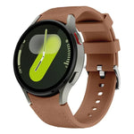 銀色針扣皮革矽膠錶帶，適用於 Samsung Galaxy Watch 7 / 6 / 5 / 4