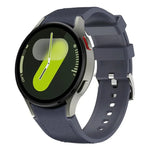 銀色針扣皮革矽膠錶帶，適用於 Samsung Galaxy Watch 7 / 6 / 5 / 4