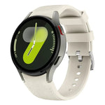 銀色針扣皮革矽膠錶帶，適用於 Samsung Galaxy Watch 7 / 6 / 5 / 4