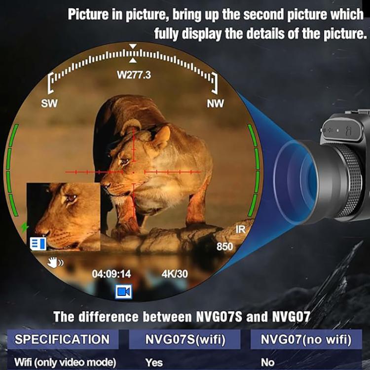 NVG07S 戶外 4K 1.39 吋 OLED 圓形螢幕單筒頭戴式紅外線夜視裝置