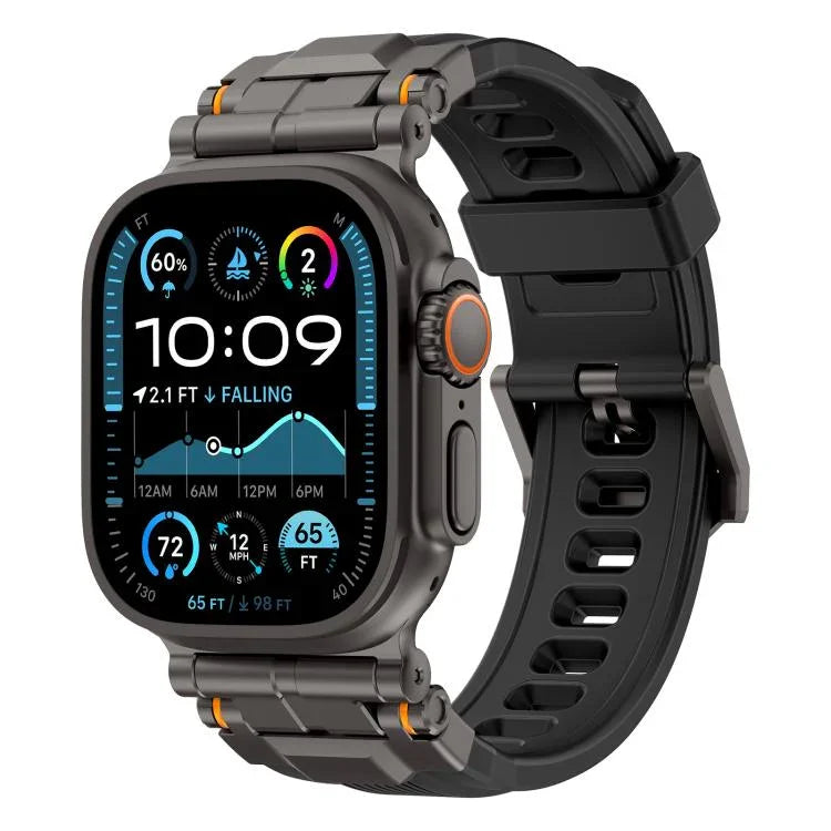 合金連接器矽膠錶帶，適用於 Apple Watch 46mm / 49mm / 45mm / 44mm