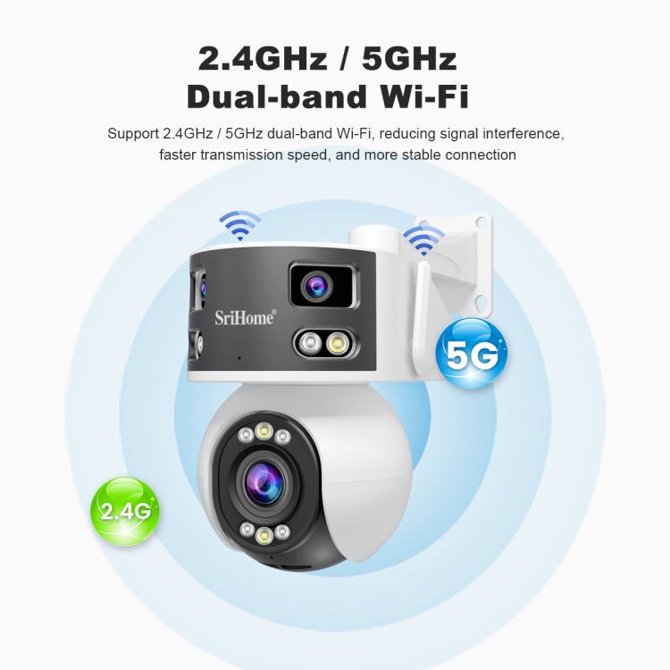 SriHome SH055B 8MP高清多鏡頭超廣角全景PTZ半球攝影機，SH055B