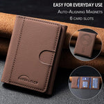Solid Color Leather Horizontal Magnetic Wallet Card Bag Case