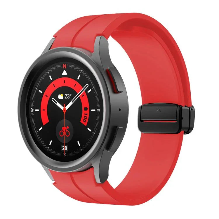 Kalebol 凹面折疊磁扣矽膠錶帶，適用於 Samsung Galaxy Watch7 / 6 / 5