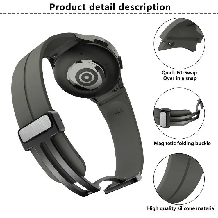 Kalebol 凹面折疊磁扣矽膠錶帶，適用於 Samsung Galaxy Watch7 / 6 / 5