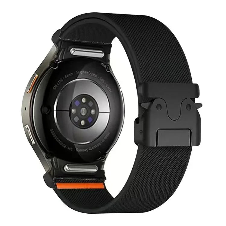 按鈕連接傘扣彈性尼龍錶帶，適用於 Samsung Galaxy Watch 7 / 6 / 5 / 4