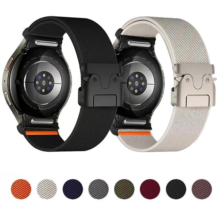 按鈕連接傘扣彈性尼龍錶帶，適用於 Samsung Galaxy Watch 7 / 6 / 5 / 4