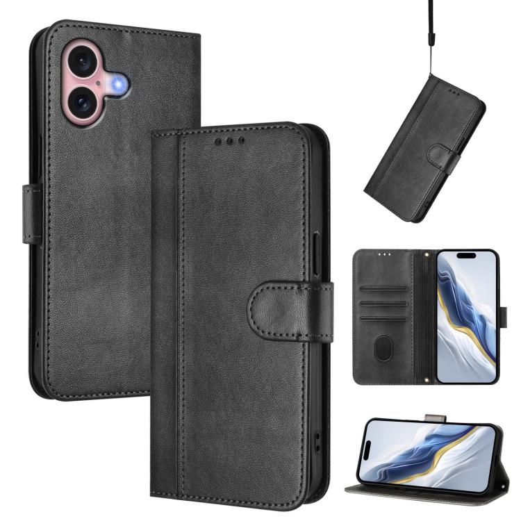 線條拼接扣環復古皮革手機殼，適用於 iPhone 16 Pro、iPhone 16 Plus、iPhone 16、iPhone 15 Pro Max、iPhone 15 Pro、iPhone 15 Plus