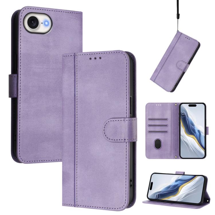 線條拼接扣環復古皮革手機殼，適用於 iPhone 17e / 16e、iPhone 17 Pro Max、iPhone 17 Pro、iPhone 17、iPhone Air、iPhone 16 Pro Max