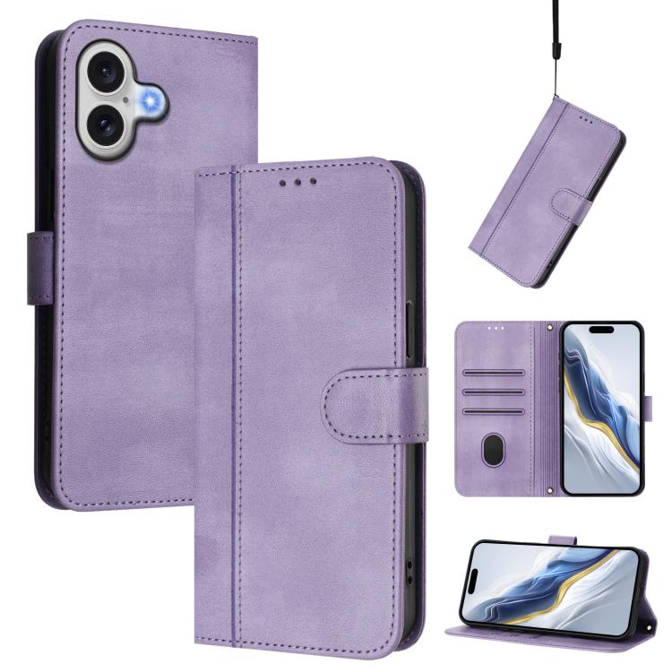 線條拼接扣環復古皮革手機殼，適用於 iPhone 17e / 16e、iPhone 17 Pro Max、iPhone 17 Pro、iPhone 17、iPhone Air、iPhone 16 Pro Max