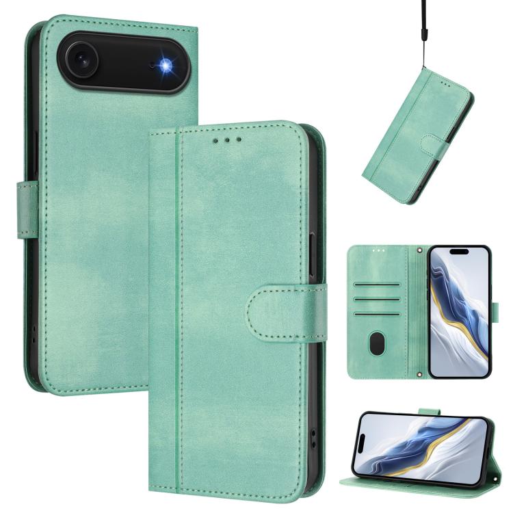 線條拼接扣環復古皮革手機殼，適用於 iPhone 17e / 16e、iPhone 17 Pro Max、iPhone 17 Pro、iPhone 17、iPhone Air、iPhone 16 Pro Max