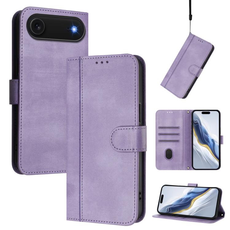 線條拼接扣環復古皮革手機殼，適用於 iPhone 17e / 16e、iPhone 17 Pro Max、iPhone 17 Pro、iPhone 17、iPhone Air、iPhone 16 Pro Max