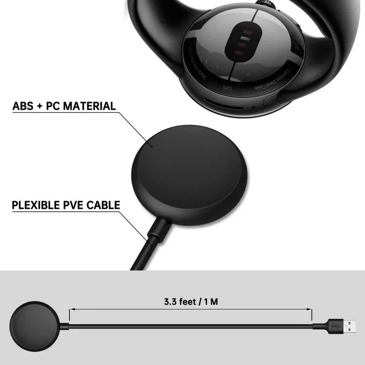 適用於 Google Pixel Watch xDfind 智慧手錶磁吸充電線，長度：1m，USB 介面