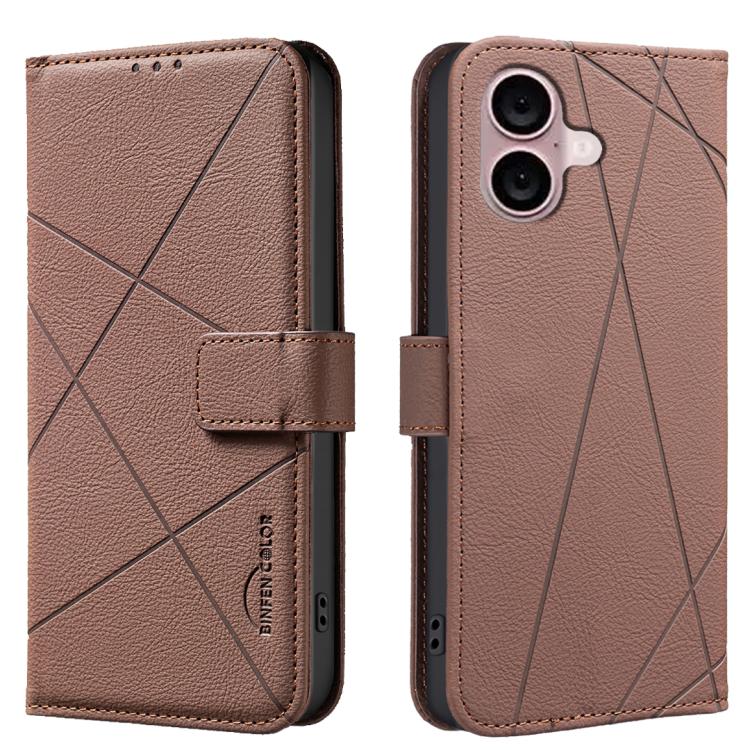 幾何圖案 RFID 皮革手機殼，適用於 iPhone 16e / 17e、iPhone 17 Pro Max、iPhone 17 Pro、iPhone 17、iPhone Air、iPhone 16 Pro Max、iPhone 16 Pro、iPhone 16 Plus