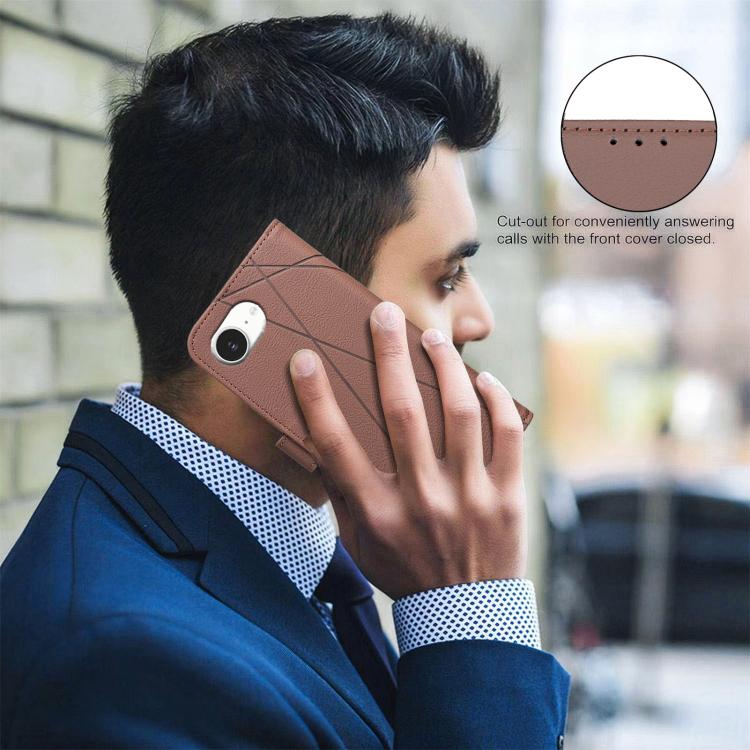 幾何圖案 RFID 皮革手機殼，適用於 iPhone 16e / 17e、iPhone 17 Pro Max、iPhone 17 Pro、iPhone 17、iPhone Air、iPhone 16 Pro Max、iPhone 16 Pro、iPhone 16 Plus
