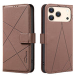 幾何圖案 RFID 皮革手機殼，適用於 iPhone 16e / 17e、iPhone 17 Pro Max、iPhone 17 Pro、iPhone 17、iPhone Air、iPhone 16 Pro Max、iPhone 16 Pro、iPhone 16 Plus