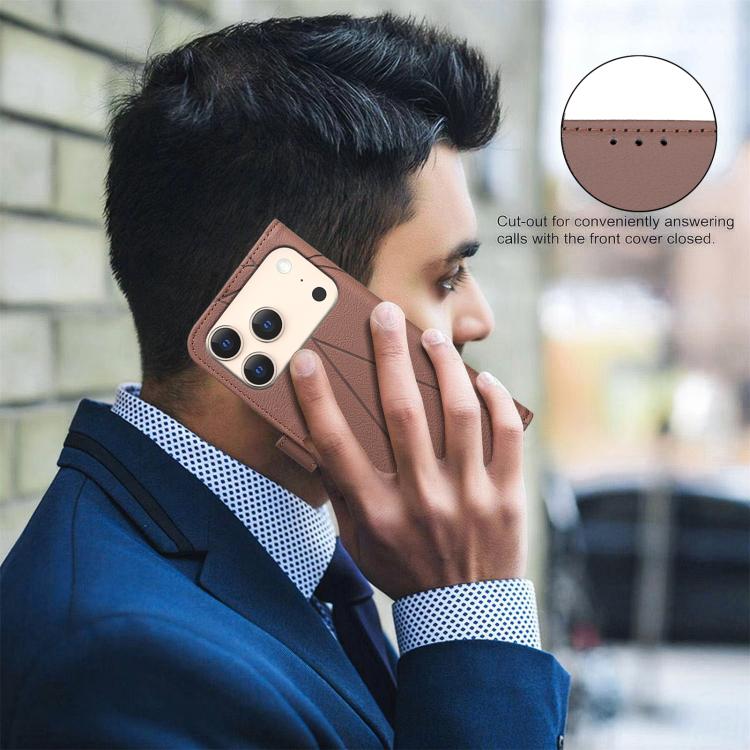 幾何圖案 RFID 皮革手機殼，適用於 iPhone 16e / 17e、iPhone 17 Pro Max、iPhone 17 Pro、iPhone 17、iPhone Air、iPhone 16 Pro Max、iPhone 16 Pro、iPhone 16 Plus
