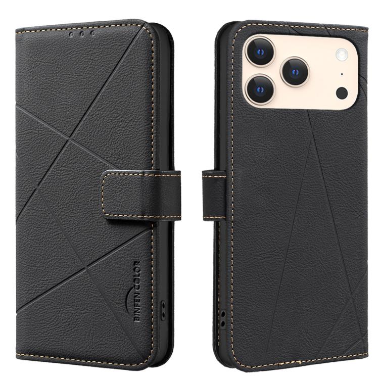 幾何圖案 RFID 皮革手機殼，適用於 iPhone 16e / 17e、iPhone 17 Pro Max、iPhone 17 Pro、iPhone 17、iPhone Air、iPhone 16 Pro Max、iPhone 16 Pro、iPhone 16 Plus