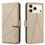 幾何圖案 RFID 皮革手機殼，適用於 iPhone 16e / 17e、iPhone 17 Pro Max、iPhone 17 Pro、iPhone 17、iPhone Air、iPhone 16 Pro Max、iPhone 16 Pro、iPhone 16 Plus