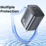 USAMS CC306 T66 45W 雙 USB-C / Type-C GaN 快速充電器，美規插頭，CC306