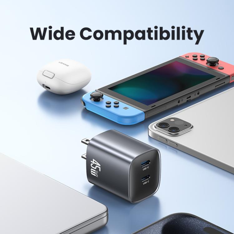 USAMS CC306 T66 45W 雙 USB-C / Type-C GaN 快速充電器，美規插頭，CC306