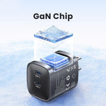 USAMS CC306 T66 45W 雙 USB-C / Type-C GaN 快速充電器，美規插頭，CC306