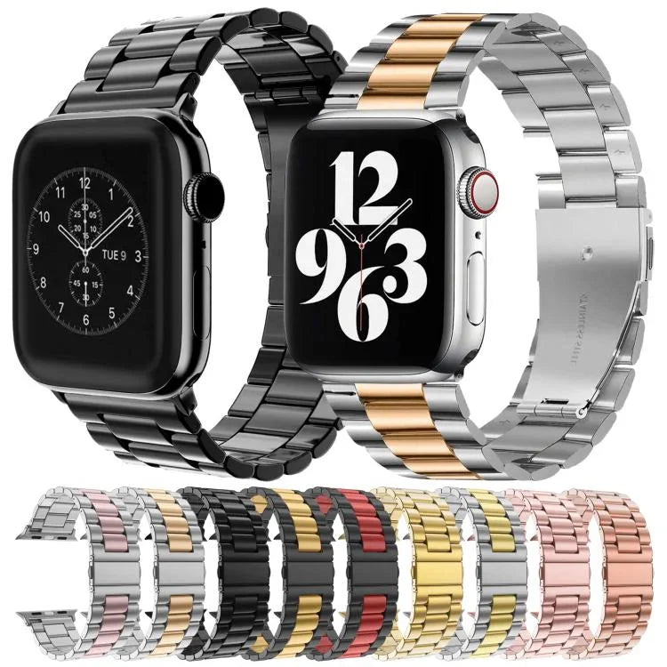 xDfind三珠折疊扣不鏽鋼錶帶，適用於Apple Watch 46mm / 49mm / 45mm / 44mm，適用於Apple Watch 42mm / 41mm / 40mm / 38mm