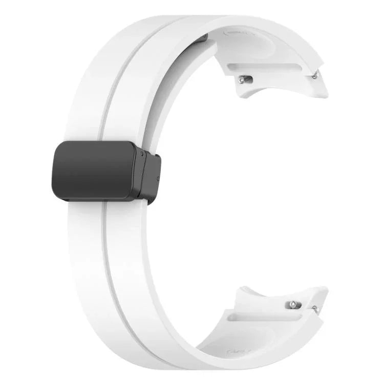 xDfind 折疊磁吸黑色扣環矽膠錶帶，適用 Samsung Galaxy Watch7 / FE / 6 / 5 / 4