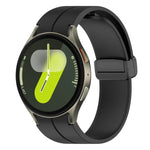 xDfind 折疊磁吸黑色扣環矽膠錶帶，適用 Samsung Galaxy Watch7 / FE / 6 / 5 / 4
