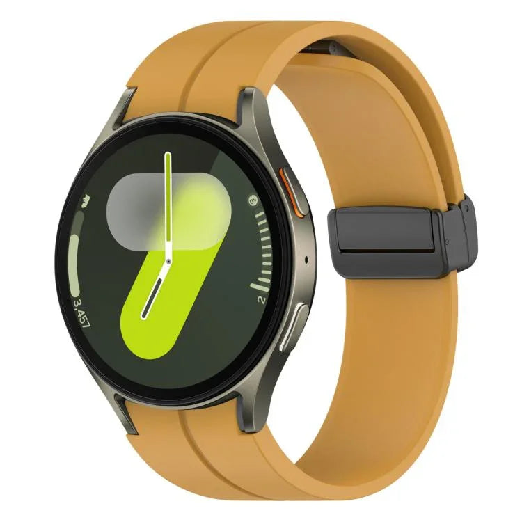 xDfind 折疊磁吸黑色扣環矽膠錶帶，適用 Samsung Galaxy Watch7 / FE / 6 / 5 / 4