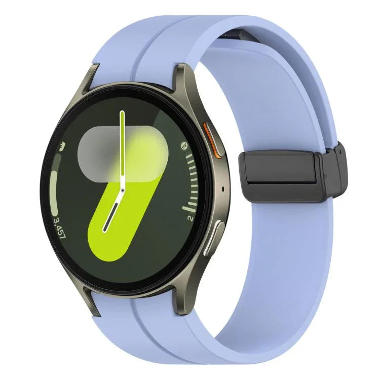 xDfind 折疊磁吸黑色扣環矽膠錶帶，適用 Samsung Galaxy Watch7 / FE / 6 / 5 / 4
