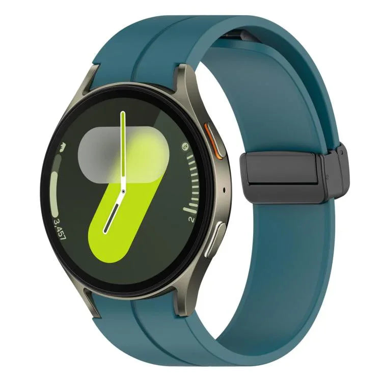 xDfind 折疊磁吸黑色扣環矽膠錶帶，適用 Samsung Galaxy Watch7 / FE / 6 / 5 / 4