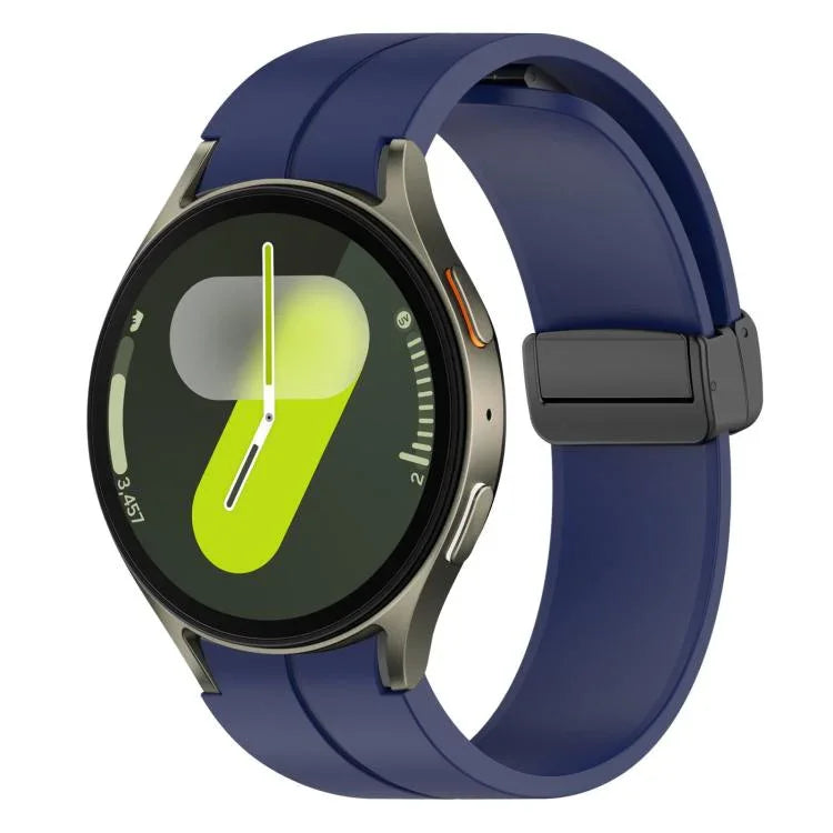 xDfind 折疊磁吸黑色扣環矽膠錶帶，適用 Samsung Galaxy Watch7 / FE / 6 / 5 / 4