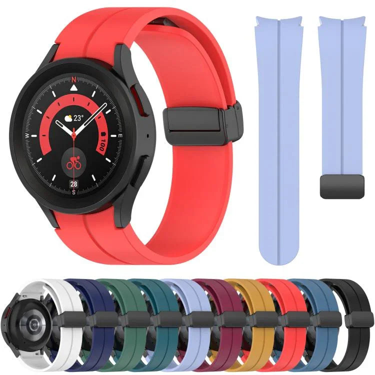 xDfind 折疊磁吸黑色扣環矽膠錶帶，適用 Samsung Galaxy Watch7 / FE / 6 / 5 / 4