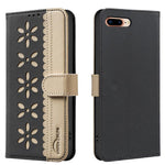 拼色鏤空花紋 RFID 皮革手機殼，適用於 iPhone XS Max、iPhone 6 Plus / 7 Plus / 8 Plus、iPhone 6 / 7 / 8