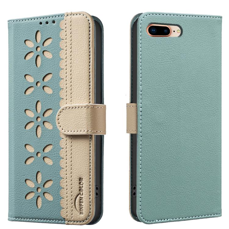拼色鏤空花紋 RFID 皮革手機殼，適用於 iPhone XS Max、iPhone 6 Plus / 7 Plus / 8 Plus、iPhone 6 / 7 / 8