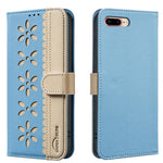 拼色鏤空花紋 RFID 皮革手機殼，適用於 iPhone XS Max、iPhone 6 Plus / 7 Plus / 8 Plus、iPhone 6 / 7 / 8