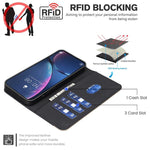 拼色鏤空花紋 RFID 皮革手機殼，適用於 iPhone XS Max、iPhone 6 Plus / 7 Plus / 8 Plus、iPhone 6 / 7 / 8