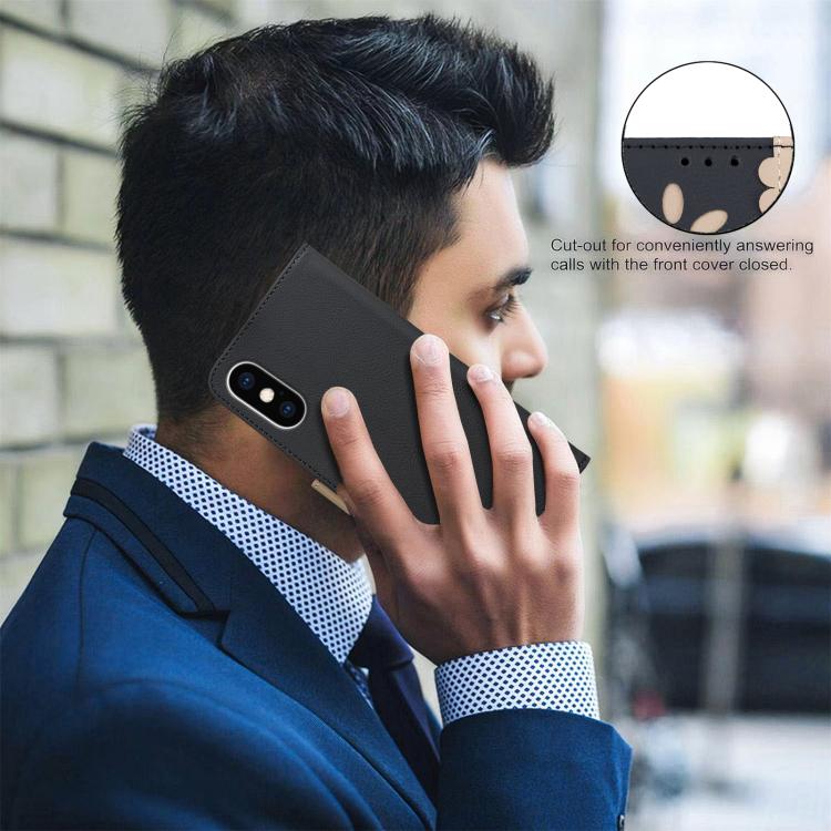 拼色鏤空花紋 RFID 皮革手機殼，適用於 iPhone XS Max、iPhone 6 Plus / 7 Plus / 8 Plus、iPhone 6 / 7 / 8