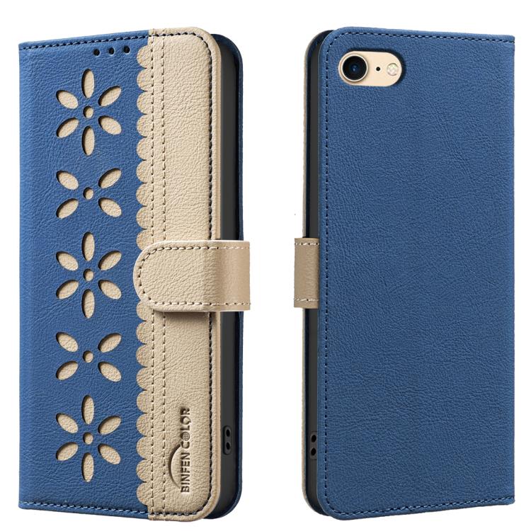 拼色鏤空花紋 RFID 皮革手機殼，適用於 iPhone XS Max、iPhone 6 Plus / 7 Plus / 8 Plus、iPhone 6 / 7 / 8