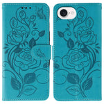 玫瑰蝴蝶壓紋皮革手機殼，適用於 iPhone 17e / 16e、iPhone 17 Pro Max、iPhone 17 Pro、iPhone 17、iPhone Air